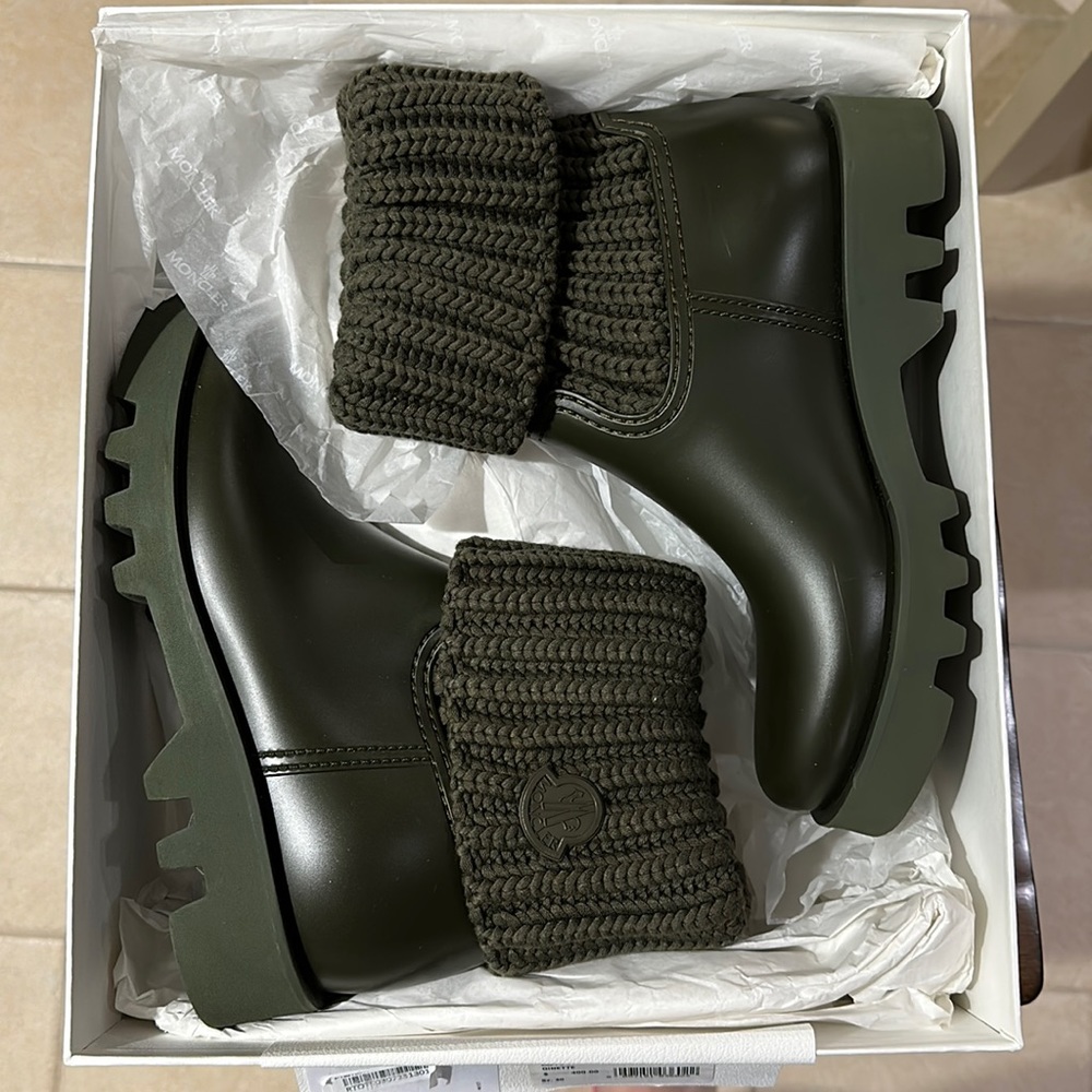 Moncler ginette olive rain boot